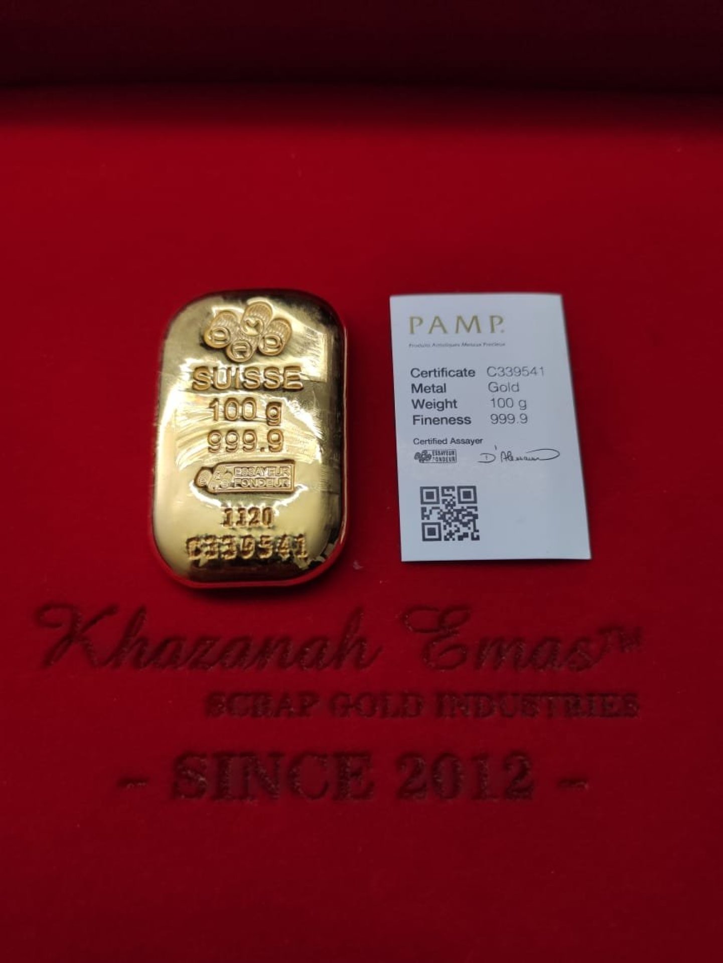 Gold Bar with Certificate (999.9)