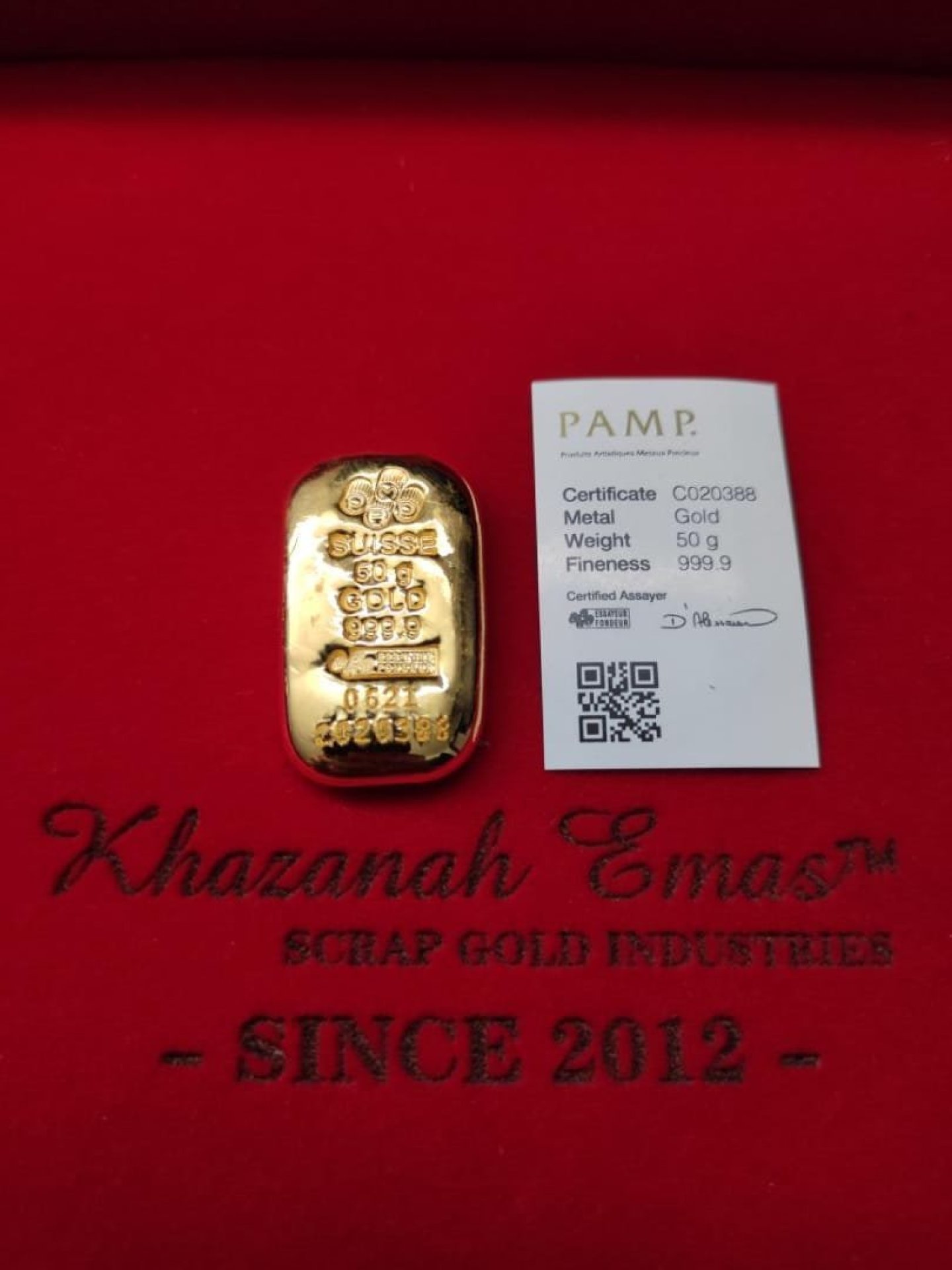 Gold Bar with Certificate (999.9)
