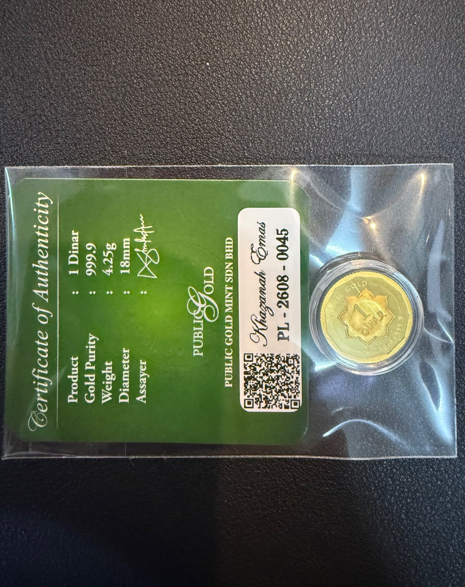 Gold Bar with Certificate (999.9)