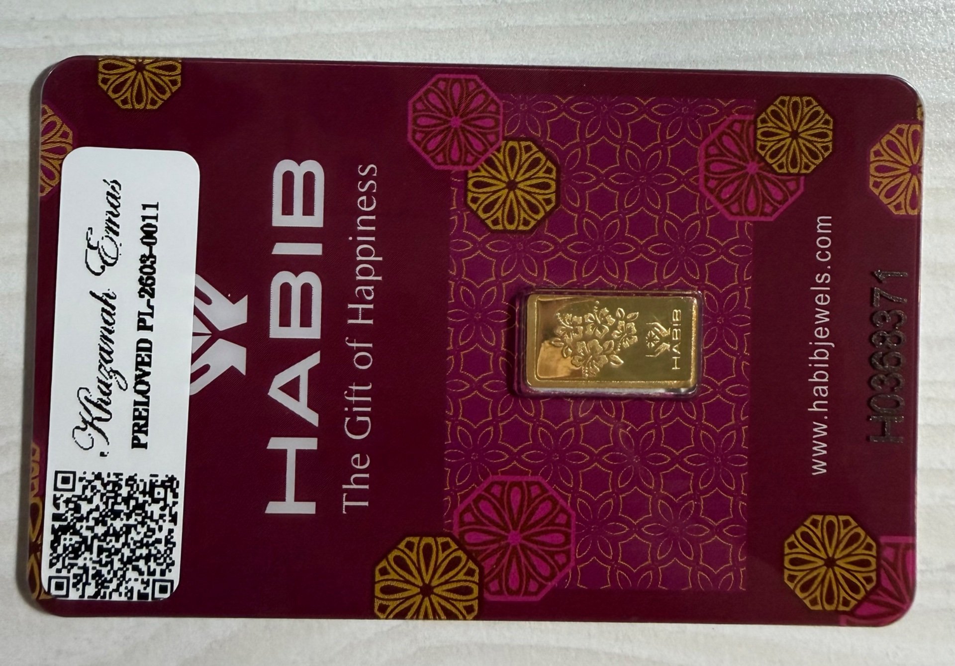 Gold Bar with Certificate (999.9)