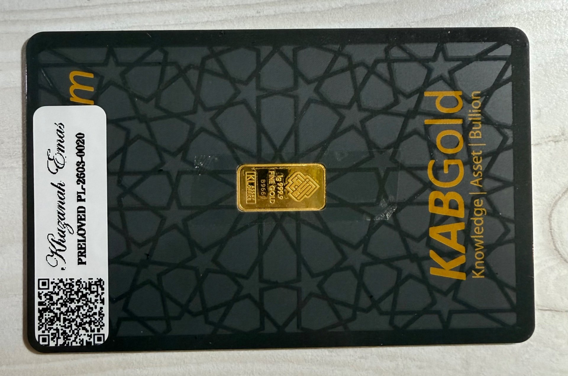 Gold Bar with Certificate (999.9)