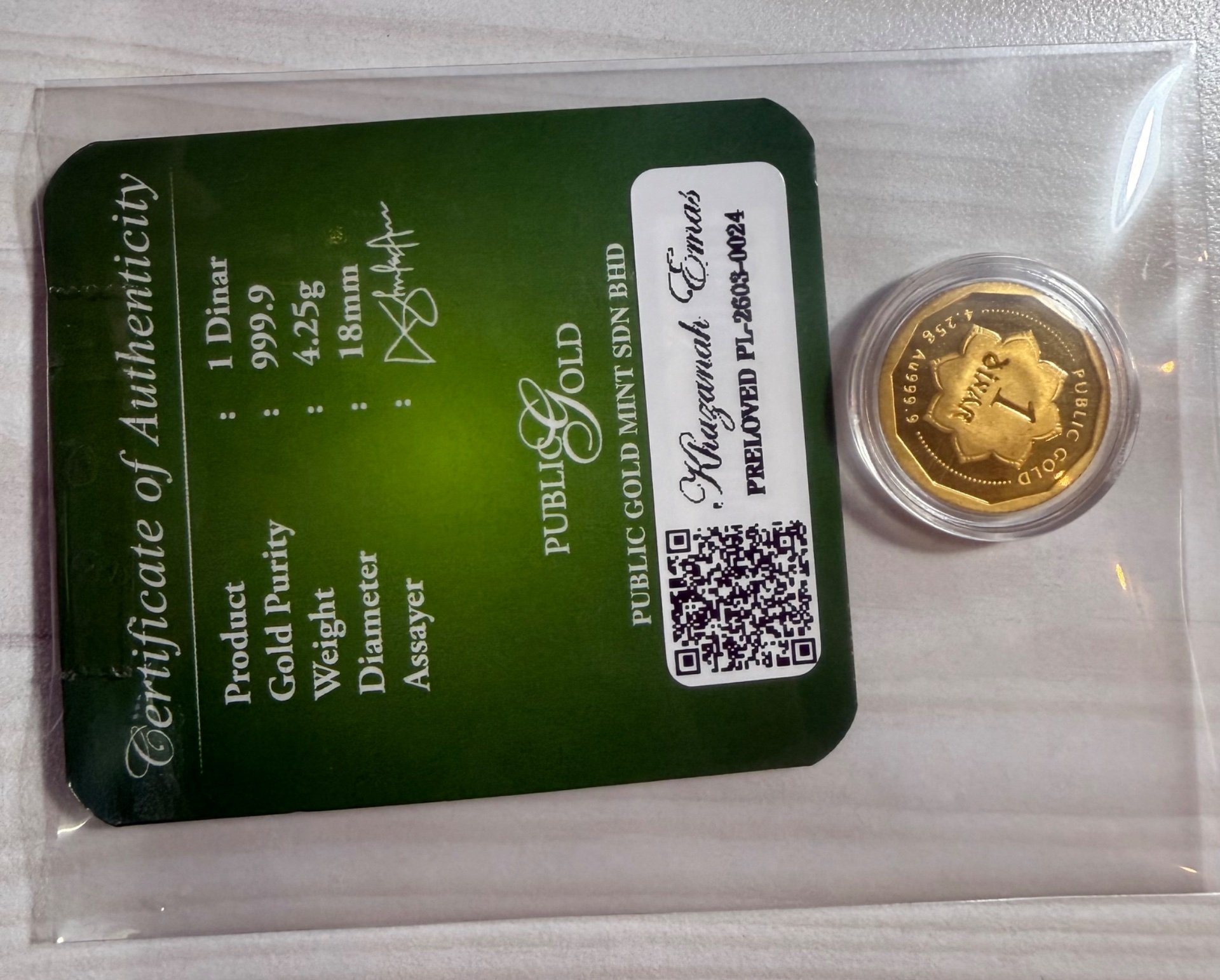 Gold Bar with Certificate (999.9)