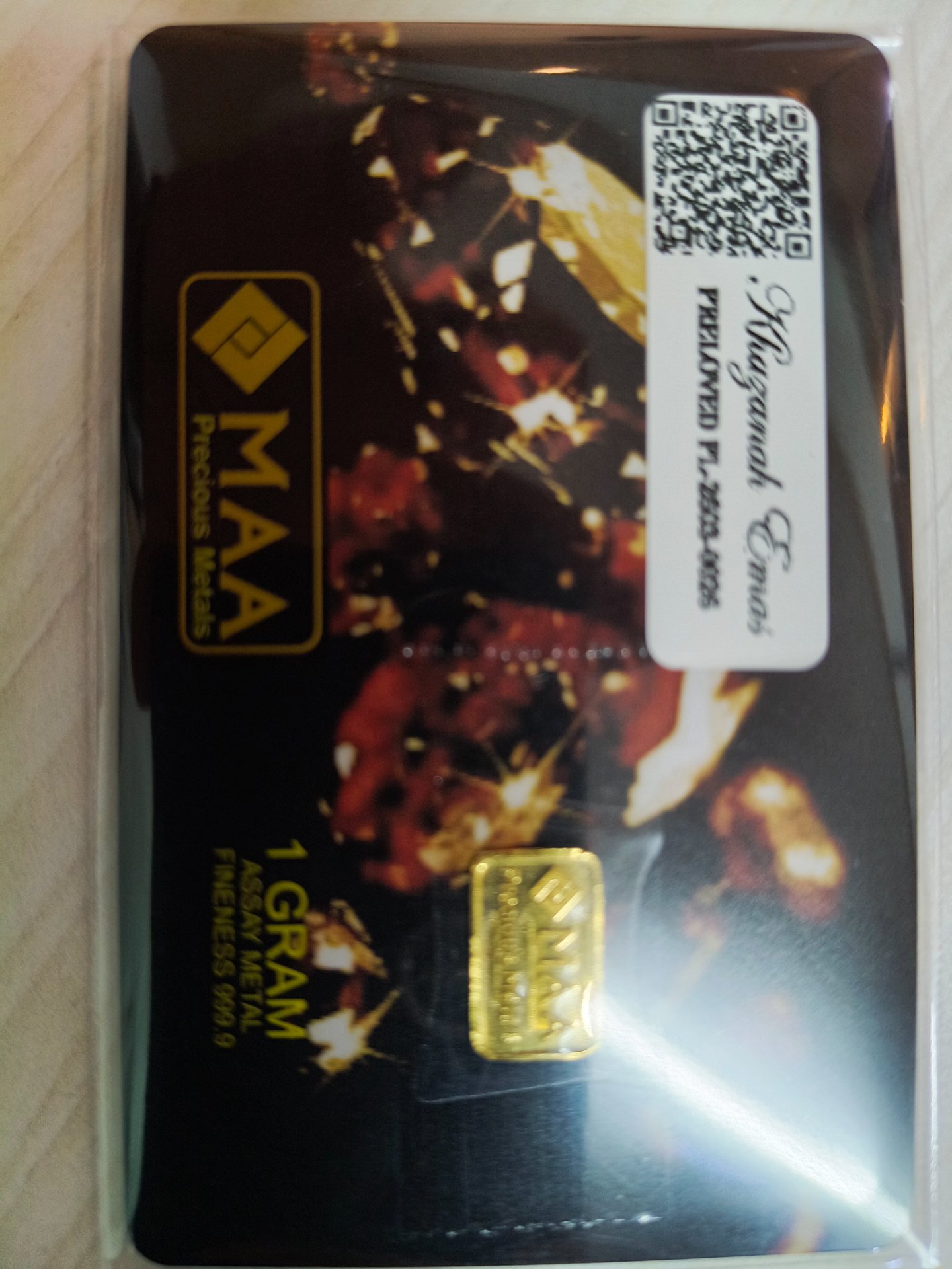 Gold Bar with Certificate (999.9)