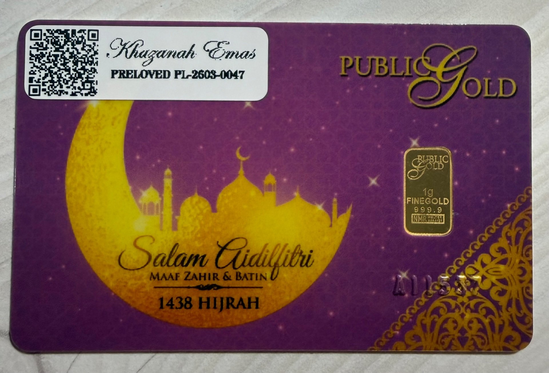 Gold Bar with Certificate (999.9)